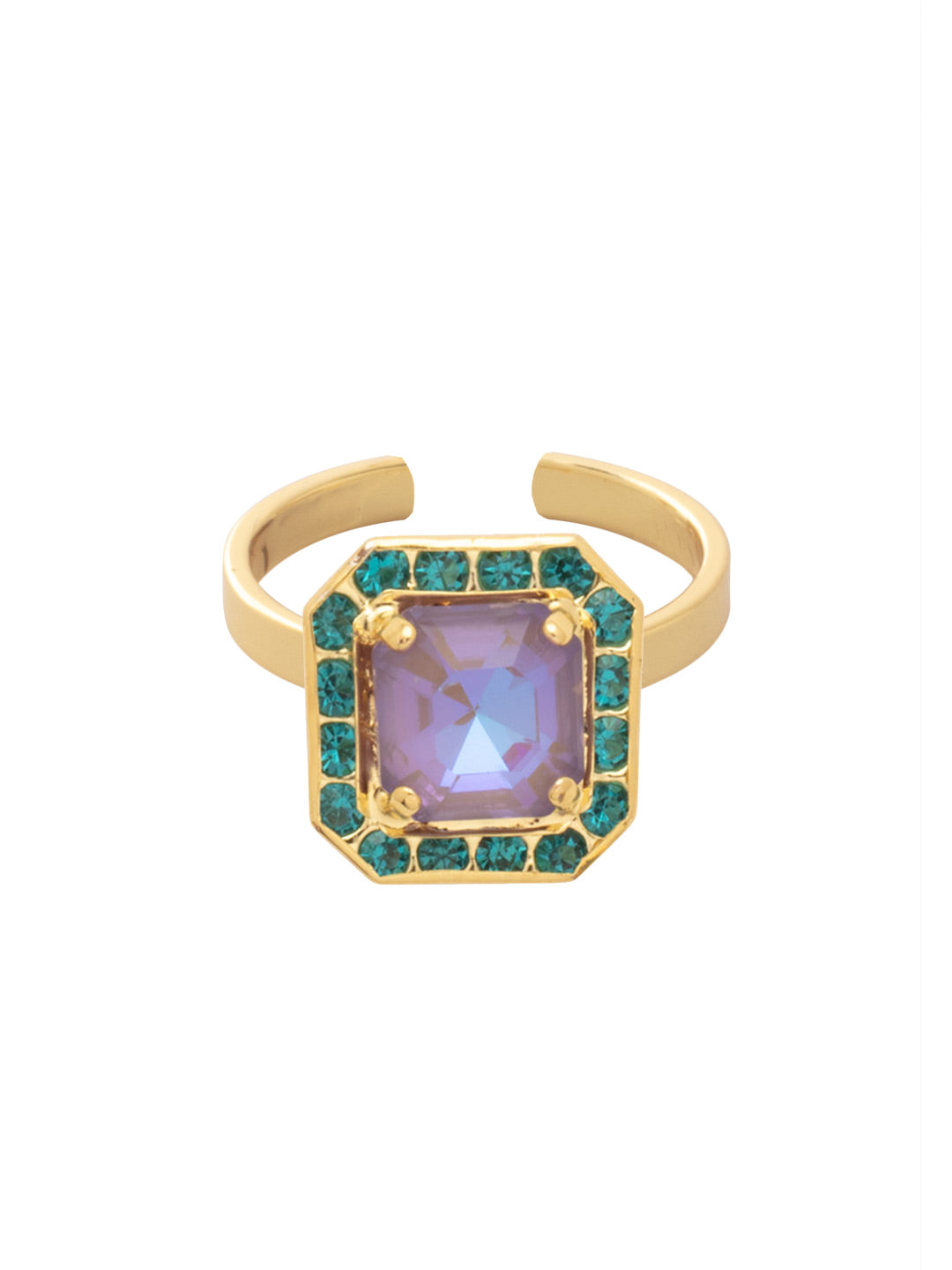 Autumn Cocktail Ring - RFS5BGBRC - <p>The Autumn Cocktail Ring features an open adjustable metal band that elegantly showcases a stunning crystal-embellished imperial square halo. A bold and glamorous statement piece, perfect for adding a touch of sparkle to any outfit. From Sorrelli's Berry Crush collection in our Bright Gold-tone finish.</p>