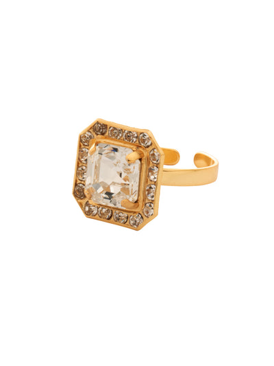 Autumn Cocktail Ring - RFS5BGCRY - <p>The Autumn Cocktail Ring features an open adjustable metal band that elegantly showcases a stunning crystal-embellished imperial square halo. A bold and glamorous statement piece, perfect for adding a touch of sparkle to any outfit. From Sorrelli's Crystal collection in our Bright Gold-tone finish.</p>