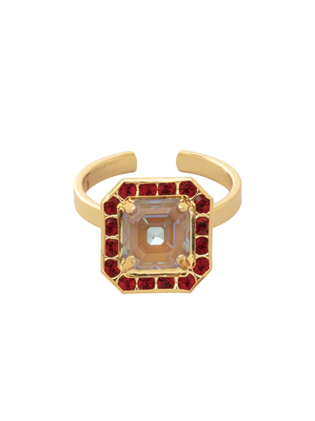 Autumn Cocktail Ring - RFS5BGMS - <p>The Autumn Cocktail Ring features an open adjustable metal band that elegantly showcases a stunning crystal-embellished imperial square halo. A bold and glamorous statement piece, perfect for adding a touch of sparkle to any outfit. From Sorrelli's Maple Syrup collection in our Bright Gold-tone finish.</p>