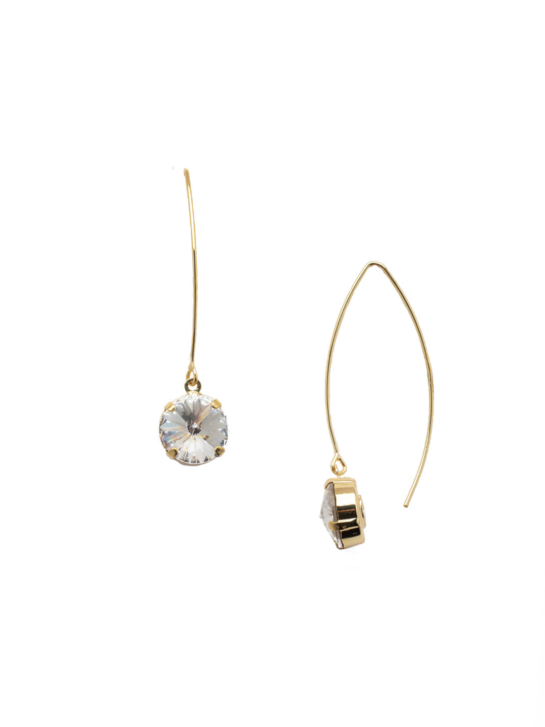 Nadine Dangle Earring - 4EEZ16BGCRY - <p>A single round cut crystal hangs prominently from an elongated open hoop French wire. The Nadine Dangle Earrings are an accessory must-have! From Sorrelli's Crystal collection in our Bright Gold-tone finish.</p>