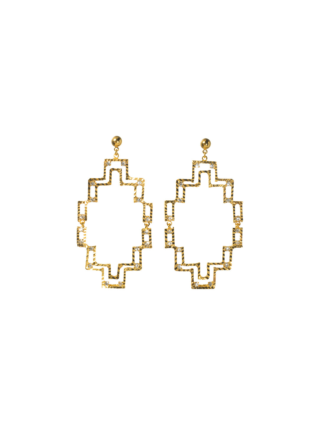 Shape Shifter Earring Post Earrings - 4EK9BGRDX - Shining shape shifter. Ascending staircase features on top paired with descending features on the bottom create all around sparkling movement. From Sorrelli's Redux collection in our Bright Gold-tone finish.