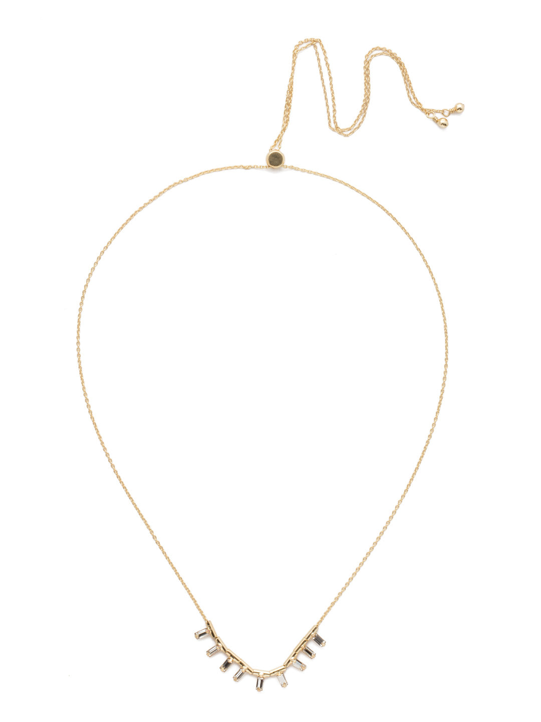 Monroe Pendant Necklace - 4NEN3BGCRY - <p>The Monroe Pendant Necklace is classic, yet edgy and fun. The simple metal strand holds interesting metal links dripping with sparkling bagette crystals that shine bright. From Sorrelli's Crystal collection in our Bright Gold-tone finish.</p>