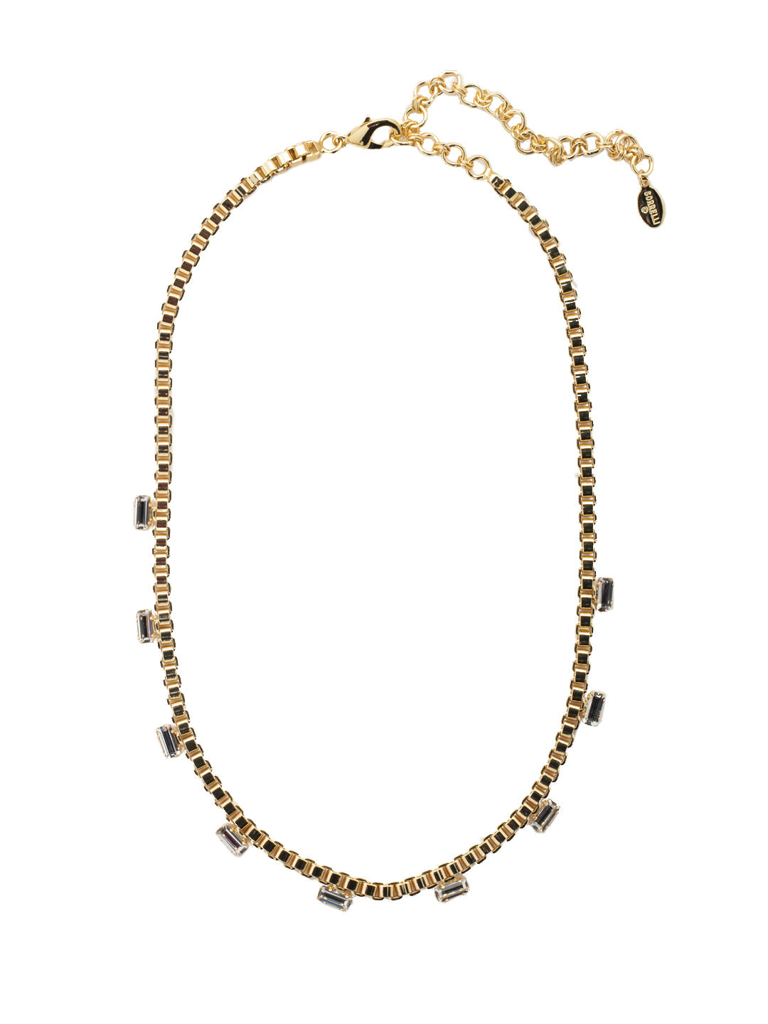 Cleo Classic Tennis Necklace - 4NEZ19BGCRY - <p>The Cleo Classic Tennis Necklace features a row of emerald cut crystals on a box chain. The lobster claw clasp secures the necklace at various lengths. From Sorrelli's Crystal collection in our Bright Gold-tone finish.</p>