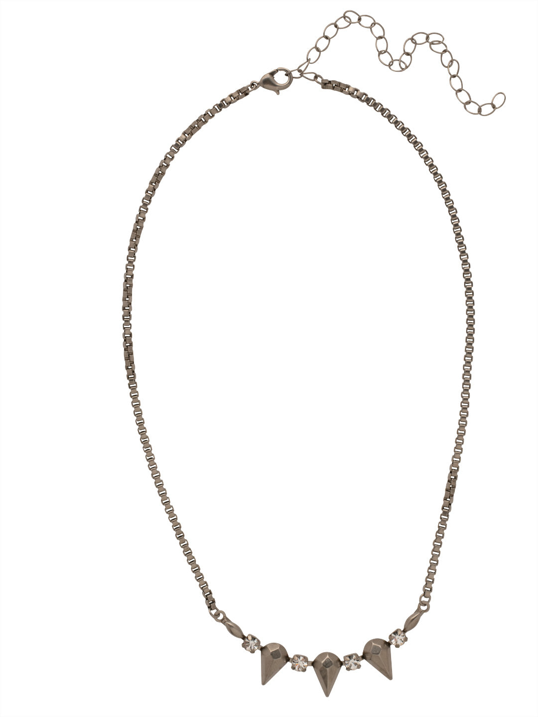 Kassandra Tennis Necklace - 4NFF19ASCRY - <p>The Kassandra Tennis Necklace features three diamond metal charms nestled between round cut crystals on an adjustable chain, secured with a lobster claw clasp. From Sorrelli's Crystal collection in our Antique Silver-tone finish.</p>