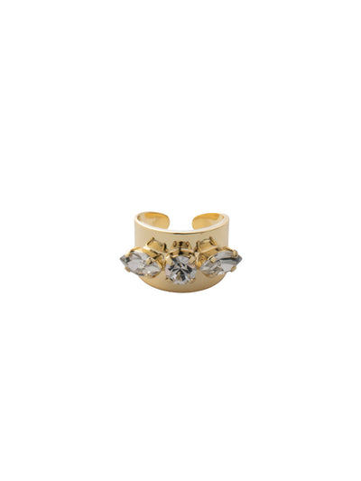 Gigi Statement Ring - 4RFC8BGCRY - <p>The Gigi Statement Ring features navette and round crystals on a thick adjustable band. From Sorrelli's Crystal collection in our Bright Gold-tone finish.</p>