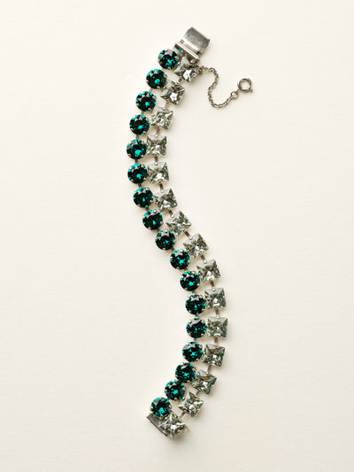 Match Made in Heaven Tennis Bracelet - BCQ21ASVR - <p>A classic strand of square stones attached to a lovely line of round gems creates an in-sync duo of sparkle. This gorgeous piece packs the perfect amount of shine into a simply cut bracelet for an all day, casual or an all night, daring look. From Sorrelli's Viridescence collection in our Antique Silver-tone finish.</p>