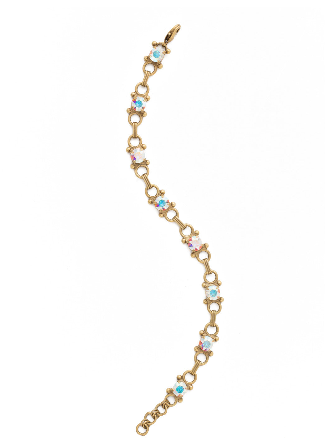 Mini Eyelet Line Bracelet Tennis Bracelet - BDH5AGCAB - <p>Our mini Eyelet Line Bracelet offers a classic design with edgy elements. Add this line bracelet to any look for just enough sparkle. From Sorrelli's Crystal Aurora Borealis collection in our Antique Gold-tone finish.</p>