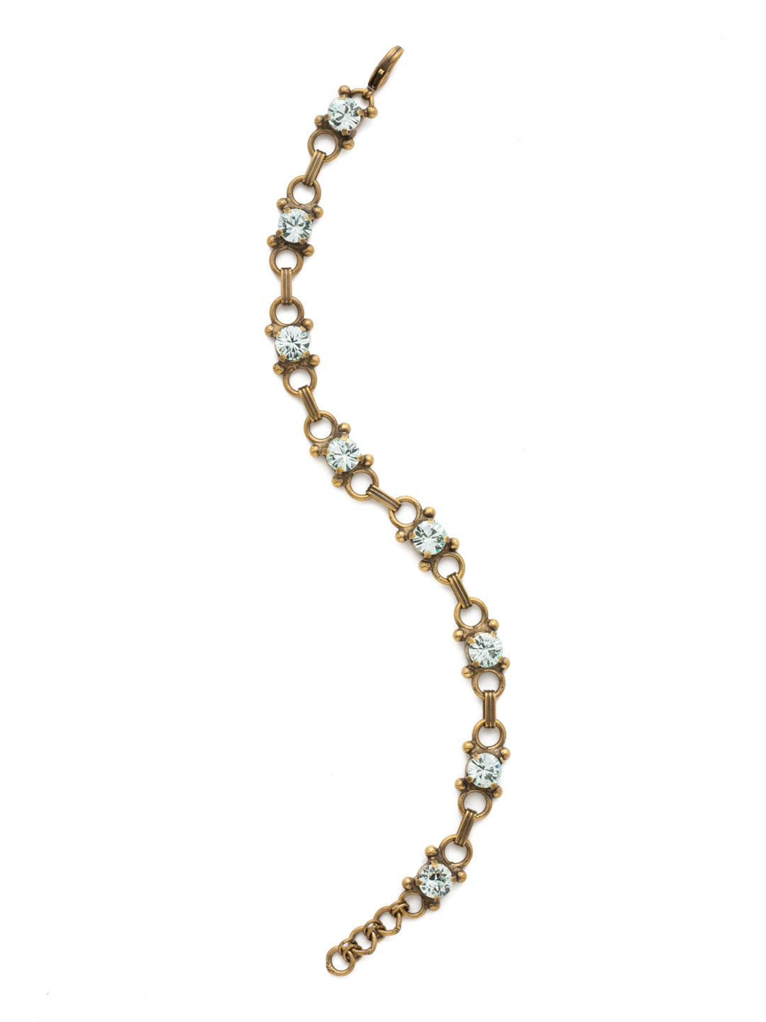 Mini Eyelet Line Bracelet Tennis Bracelet - BDH5AGLAQ - <p>Our mini Eyelet Line Bracelet offers a classic design with edgy elements. Add this line bracelet to any look for just enough sparkle. From Sorrelli's Light Aqua collection in our Antique Gold-tone finish.</p>