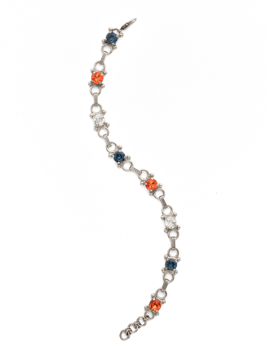 Mini Eyelet Line Bracelet Tennis Bracelet - BDH5ASBTB - <p>Our mini Eyelet Line Bracelet offers a classic design with edgy elements. Add this line bracelet to any look for just enough sparkle. From Sorrelli's Battle Blue collection in our Antique Silver-tone finish.</p>