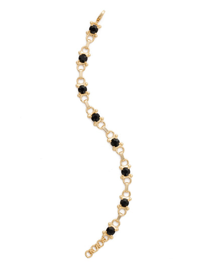 Mini Eyelet Line Bracelet Tennis Bracelet - BDH5BGJET - <p>Our mini Eyelet Line Bracelet offers a classic design with edgy elements. Add this line bracelet to any look for just enough sparkle. From Sorrelli's Jet collection in our Bright Gold-tone finish.</p>