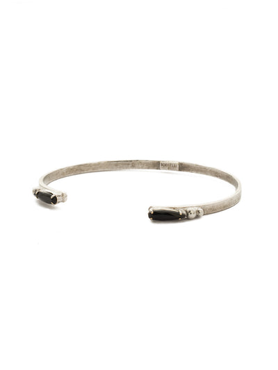 Twill Cuff Bracelet - BDH8ASBON - <p>Our Twill Cuff is a simple and elegant metal cuff. A single teardrop jewel on each end, enclosed in brass detail makes for a dignified look! From Sorrelli's Black Onyx collection in our Antique Silver-tone finish.</p>