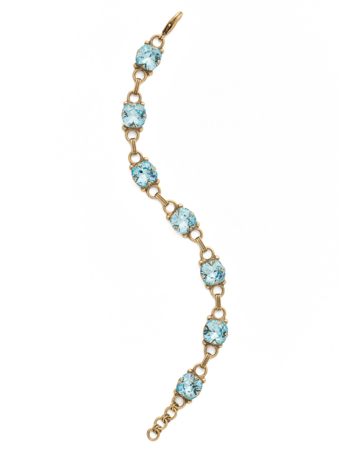 Eyelet Line Tennis Bracelet - BDN16AGAQU - A classic design that can be added to any look for just enough sparkle. From Sorrelli's Aquamarine collection in our Antique Gold-tone finish.