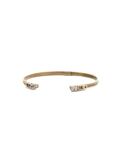 Simple Styling Open Cuff Bracelet - BDN9AGWMA - <p>The perfect layering cuff simply adorned with crystals on both ends. From Sorrelli's White Magnolia collection in our Antique Gold-tone finish.</p>