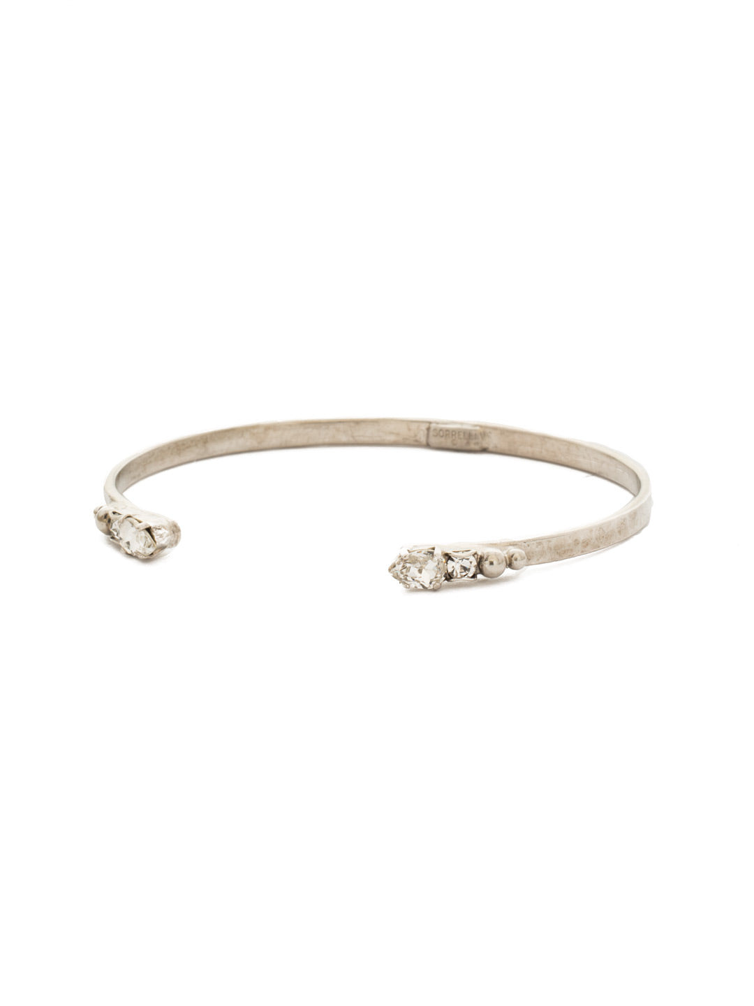 Simple Styling Open Cuff Bracelet - BDN9ASCRY - <p>The perfect layering cuff simply adorned with crystals on both ends. From Sorrelli's Crystal collection in our Antique Silver-tone finish.</p>