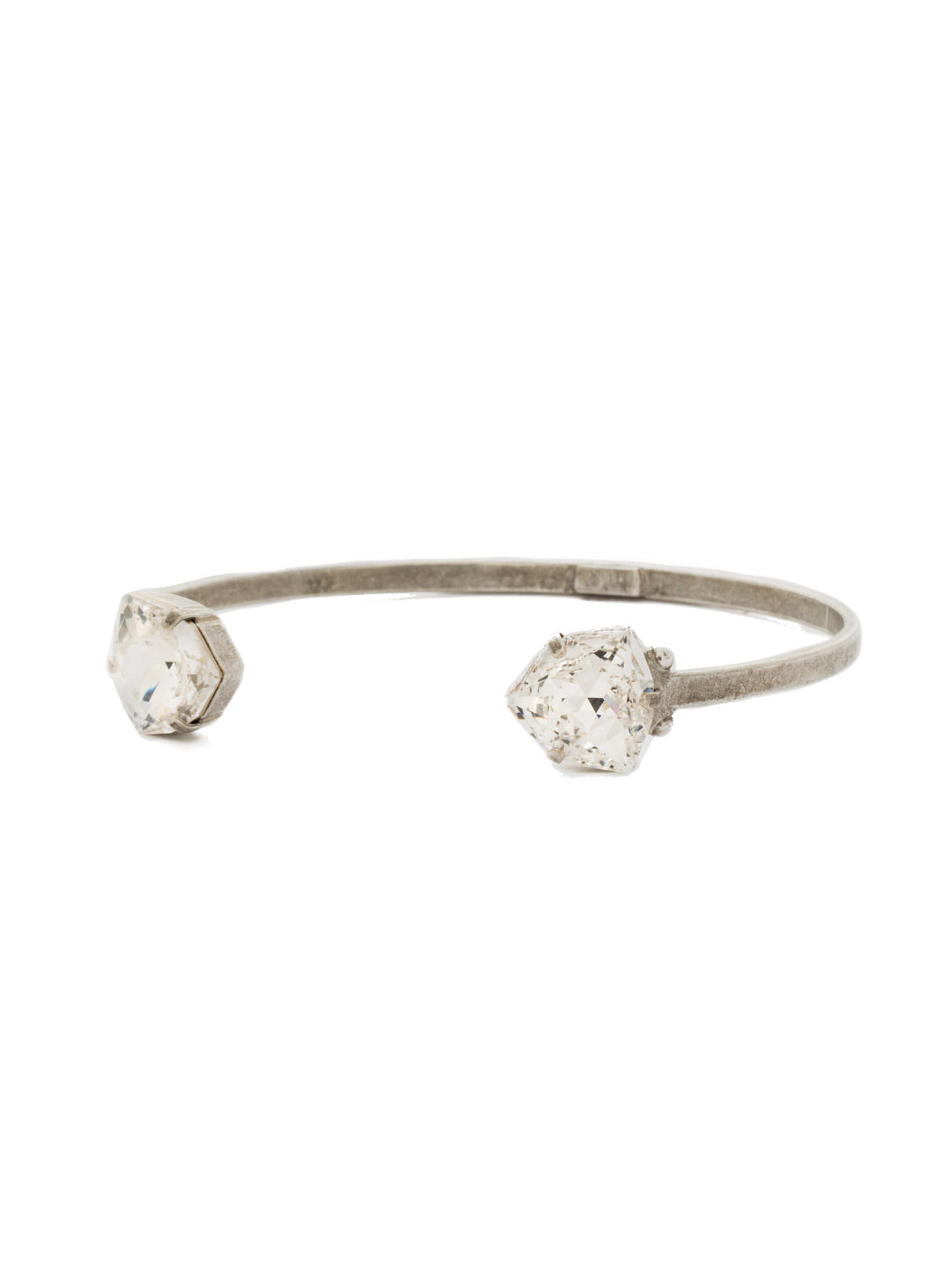 Perfectly Pretty Cuff Bracelet - BDS10ASCRY - <p>A classic and elegant look, this design features a trillion cut crystal on each end of a cuff bracelet. From Sorrelli's Crystal collection in our Antique Silver-tone finish.</p>