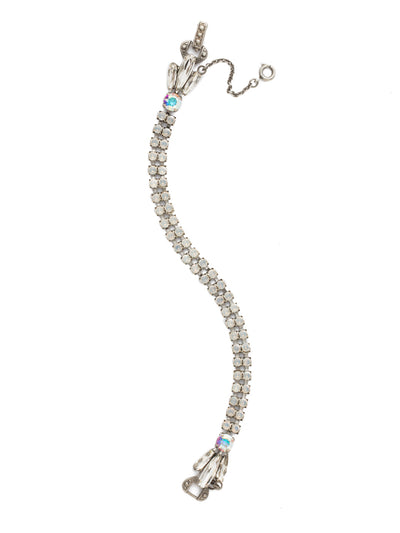 Angelica Bracelet - BDT11ASWBR - <p>Two rows of delicate round crystals are accented by three elongated navettes at the clasp. From Sorrelli's White Bridal collection in our Antique Silver-tone finish.</p>