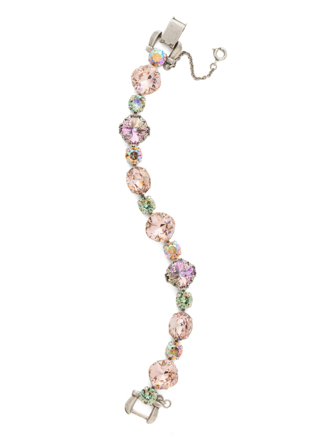 Echeveria Tennis Bracelet - BDU17ASLPA - <p>Features a link of cushion and round crystals in various sizes with a latch clasp. From Sorrelli's Lilac Pastel collection in our Antique Silver-tone finish.</p>