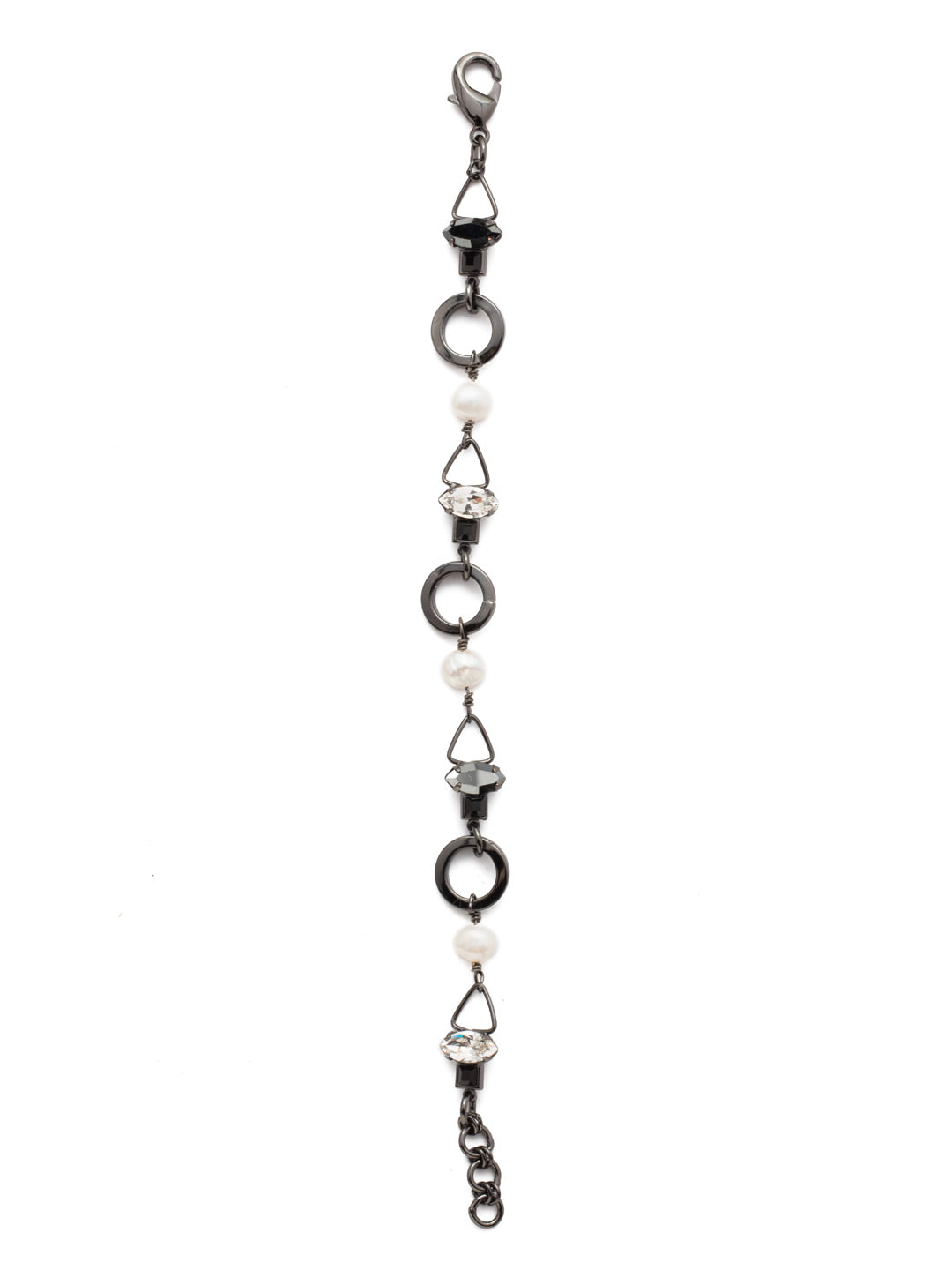 Hadley Tennis Bracelet - BEB16GMMMO - A combination of pearls, petite crystals and charming geometric shapes create this modern form bracelet. Wear the Hadley Bracelet with complimenting cuffs and classic line bracelets for a signature Sorrelli stack. From Sorrelli's Midnight Moon collection in our Gun Metal finish.