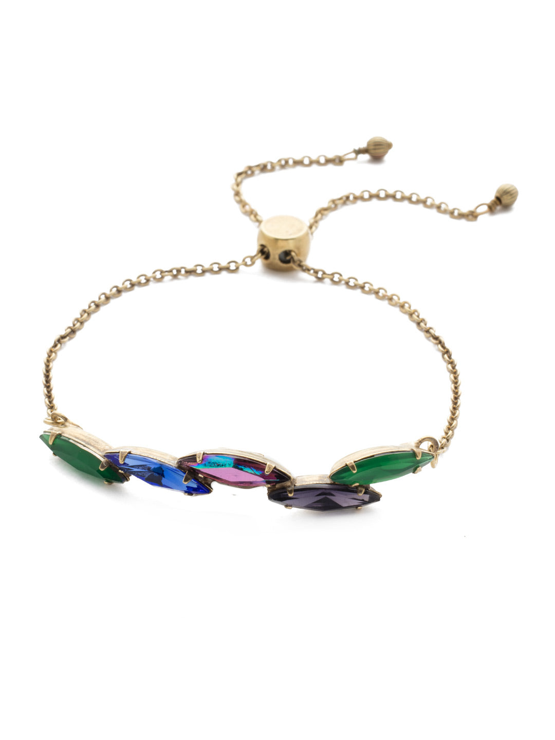 Daenery's Slider Bracelet - BEF16AGGOT - This bracelet is crafted with a delicate line of dancing marquise crystals with an eye catching sparkle and can be easily adjusted to create the ideal fit. From Sorrelli's Game of Jewel Tones collection in our Antique Gold-tone finish.