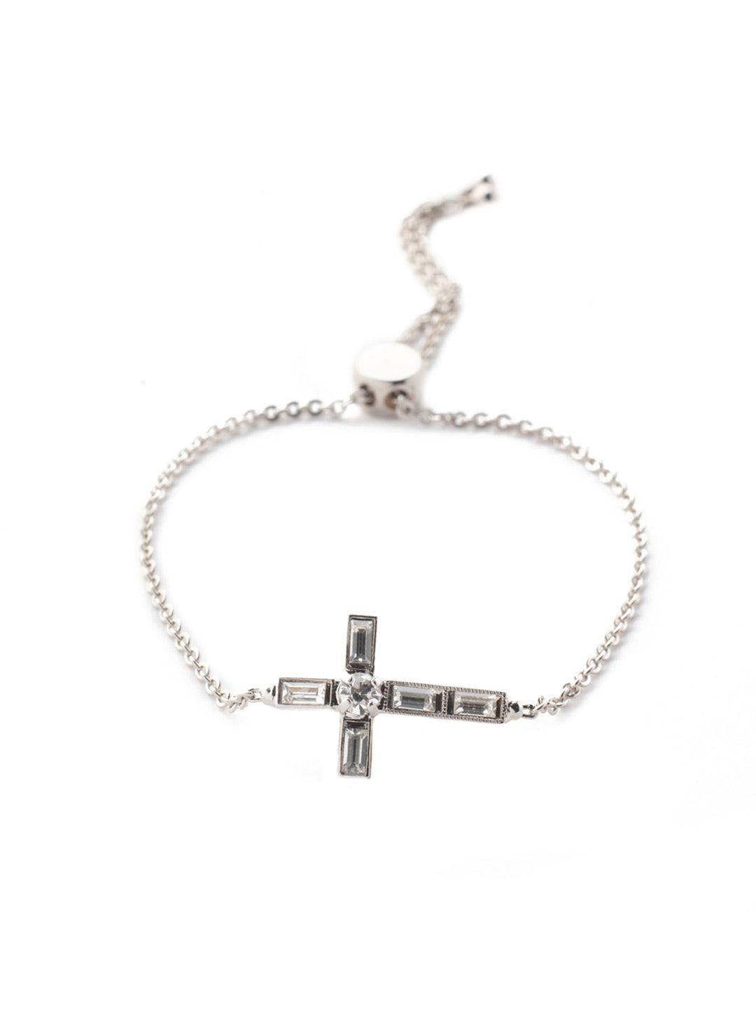 Crystal Letter E Silver Delicate Chain Bracelet in White Crystal