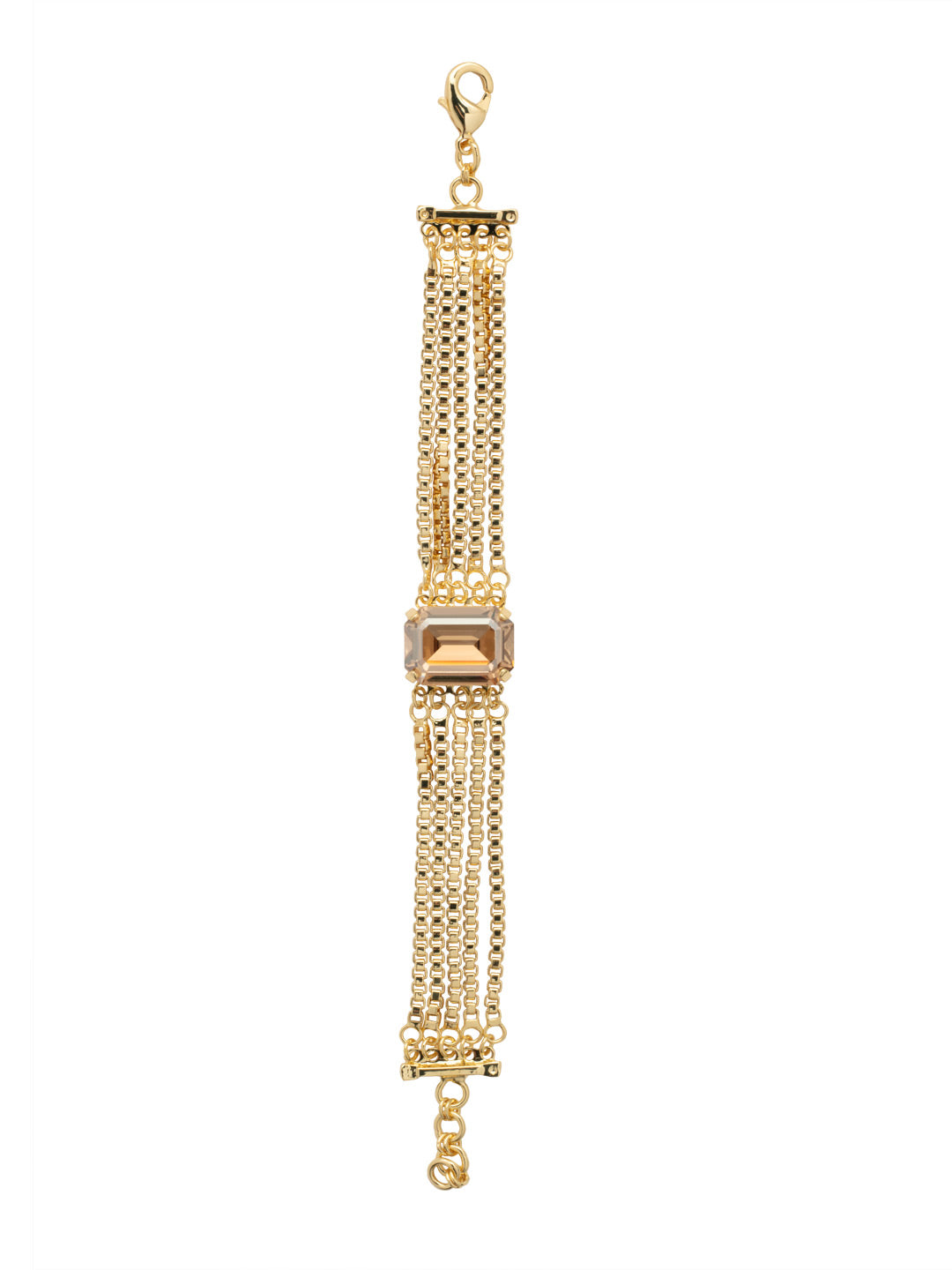 Brynn Tennis Bracelet - BFC2BGRSU - <p>The Brynn Tennis Bracelet features a single emerald cut crystal with rows of box chains, secured by a lobster claw clasp. From Sorrelli's Raw Sugar collection in our Bright Gold-tone finish.</p>