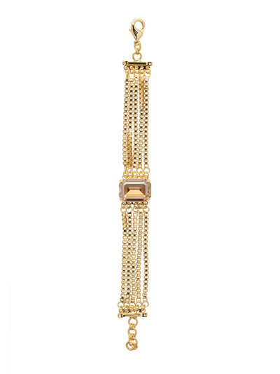 Brynn Tennis Bracelet - BFC2BGRSU - <p>The Brynn Tennis Bracelet features a single emerald cut crystal with rows of box chains, secured by a lobster claw clasp. From Sorrelli's Raw Sugar collection in our Bright Gold-tone finish.</p>