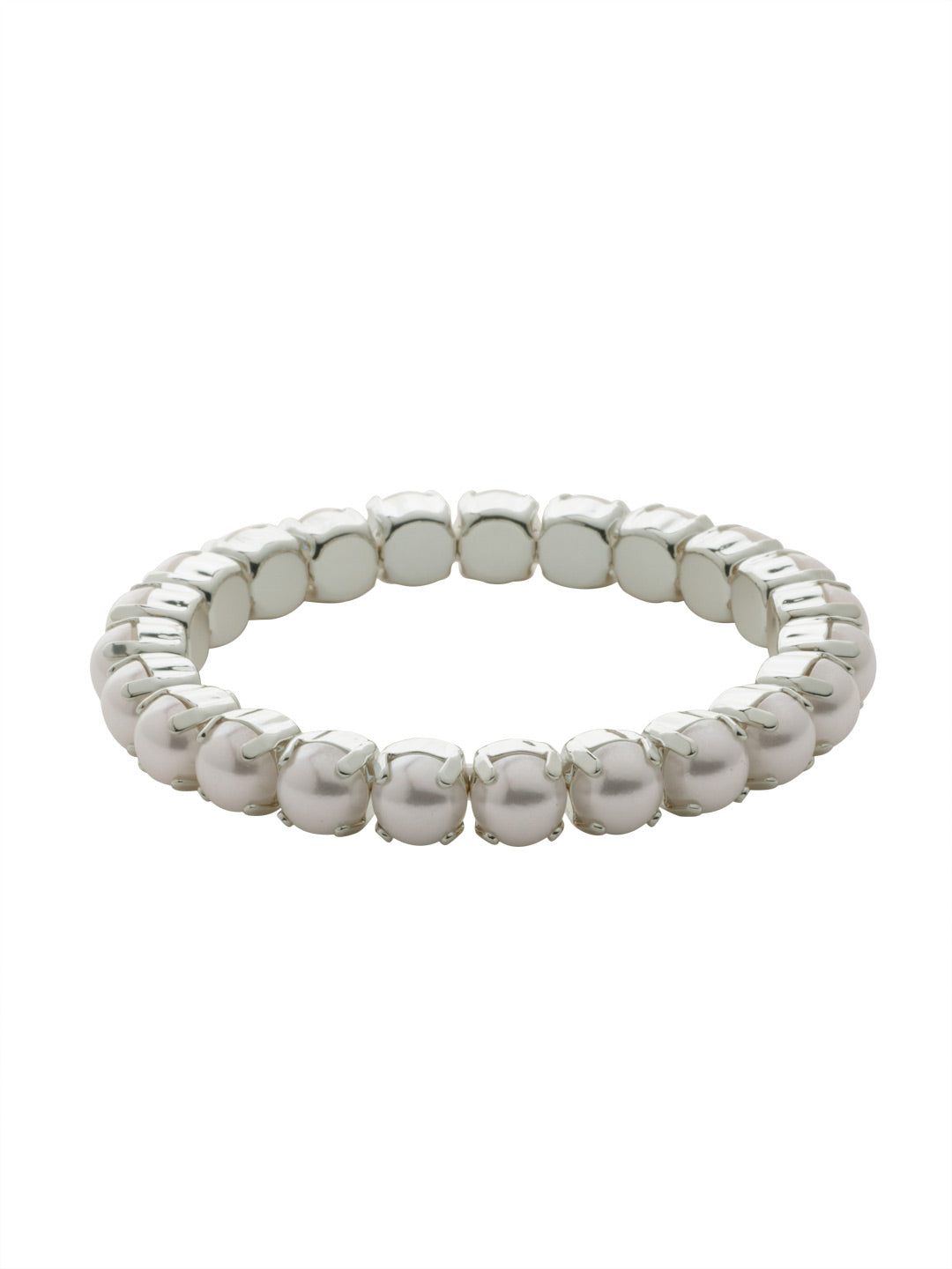 8 inch Sienna Stretch Bracelet - BFD60PDMDP - <p>A modern take on a classic style, the Sienna Stretch Bracelet features a line of crystals on a sturdy jewelers' filament, stretching to fit most wrists comfortably, without the hassle of a clasp! (8 inches in diameter, fits larger wrist sizes) From Sorrelli's Modern Pearl collection in our Palladium finish.</p>