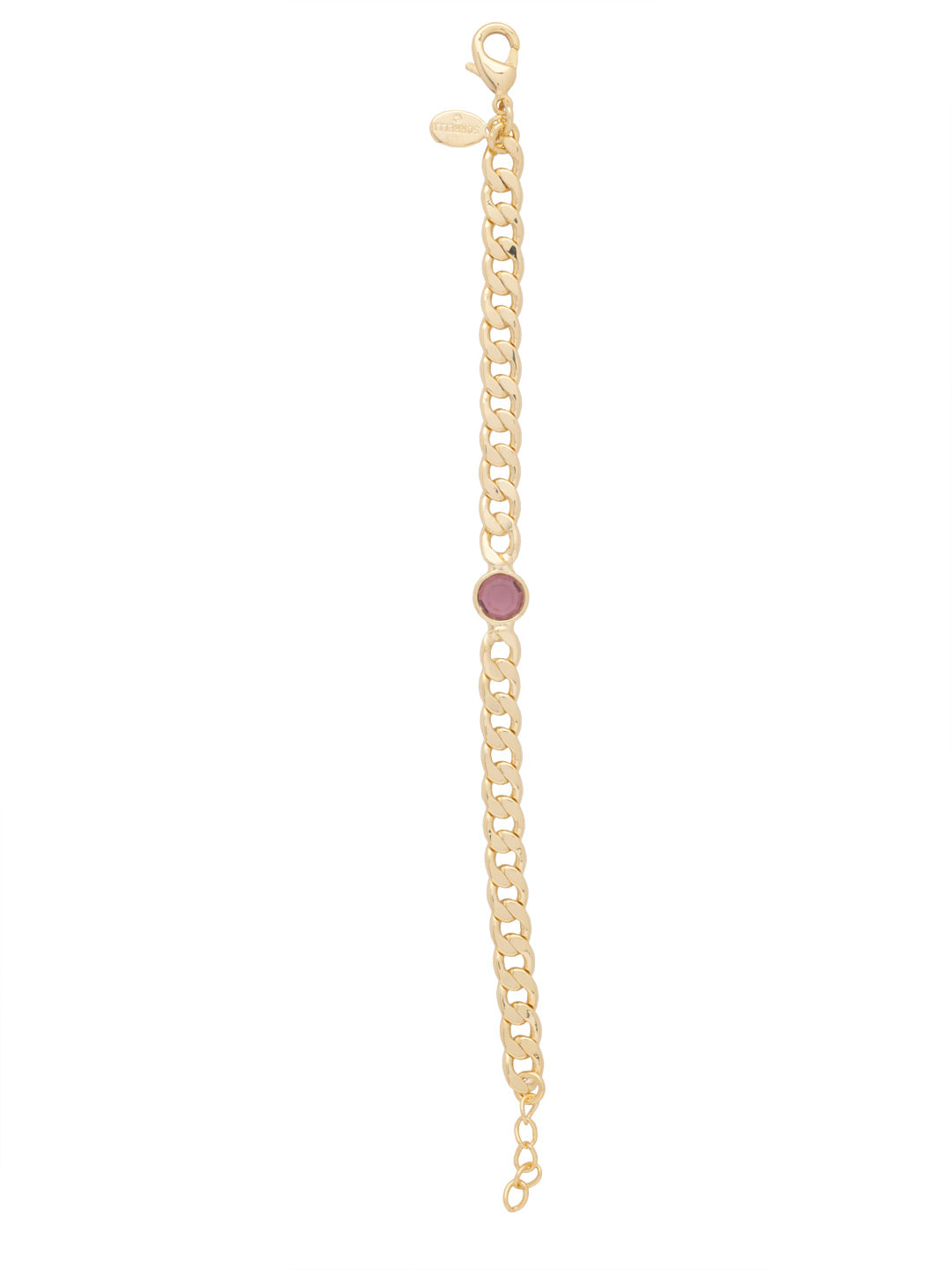 Dewdrop Tennis Bracelet - BFK2BGAM - <p>The Dewdrop Tennis Bracelet features a single clear cut channel on an adjustable curb chain, secured with a lobster claw clasp. From Sorrelli's Amethyst collection in our Bright Gold-tone finish.</p>