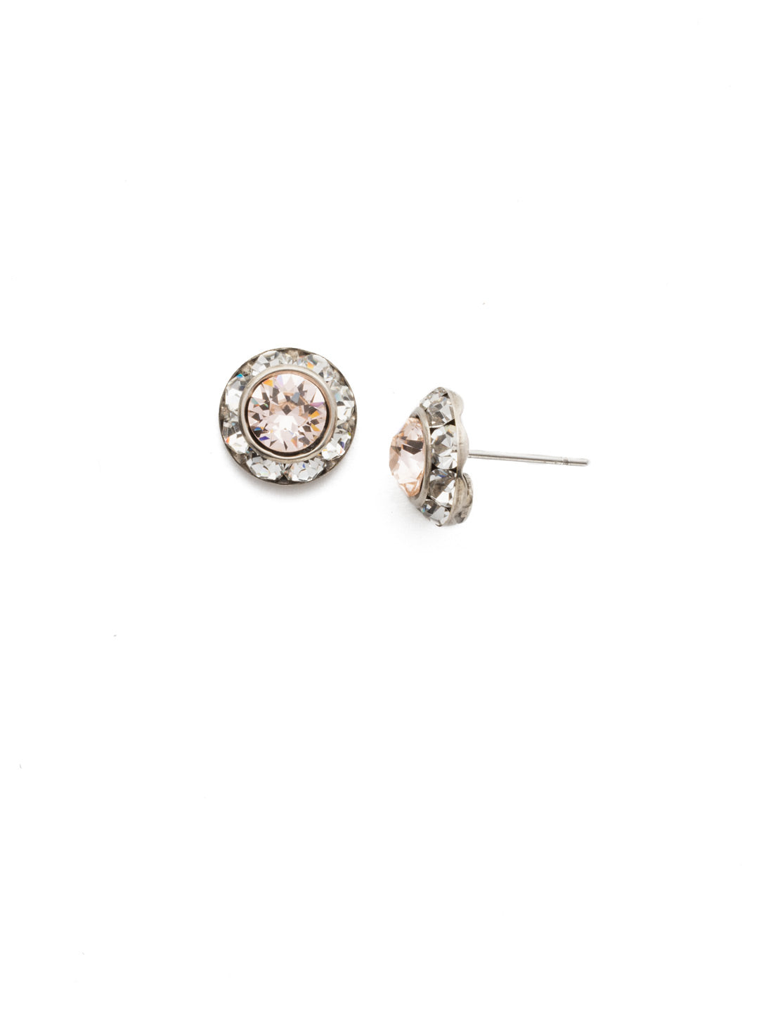 Crystal Stud Earrings - EAO16ASSNB - <p>A true classic. These easy to wear post earrings feature circular crystals surrounded by a crystal pave. Lend a hint of color and shine to any outfit. From Sorrelli's Snow Bunny collection in our Antique Silver-tone finish.</p>