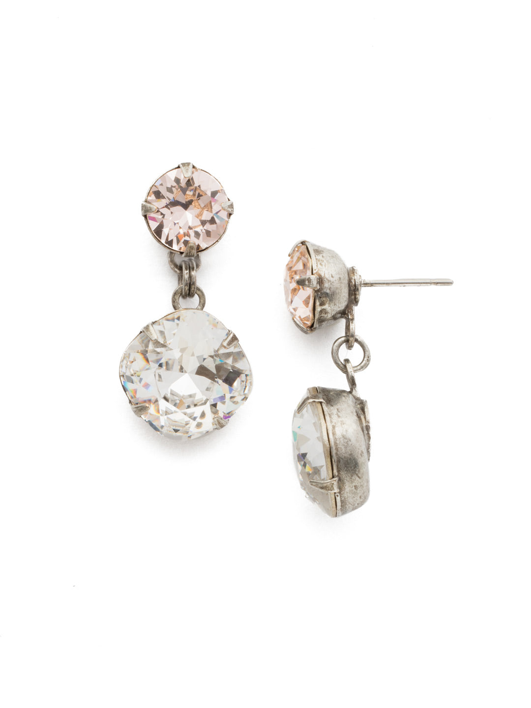 Bold Drop Dangle Earrings - EBP3ASSNB - <p>Best of both worlds! Bold circular cut stones are suspended by square cut gems for a fresh geometrical look. Pretty enough to wear on their own but easy enough to work with any piece from your wardrobe. From Sorrelli's Snow Bunny collection in our Antique Silver-tone finish.</p>