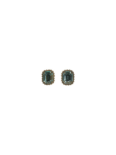 Octavia Scalloped Stud Earrings - EBW18AGAQB - <p>Savvy and sophisticated, these emerald cut crystal solitaire earrings are finished with a vintage-inspired decorative edged border for a simply stunning look. From Sorrelli's Aqua Bubbles collection in our Antique Gold-tone finish.</p>