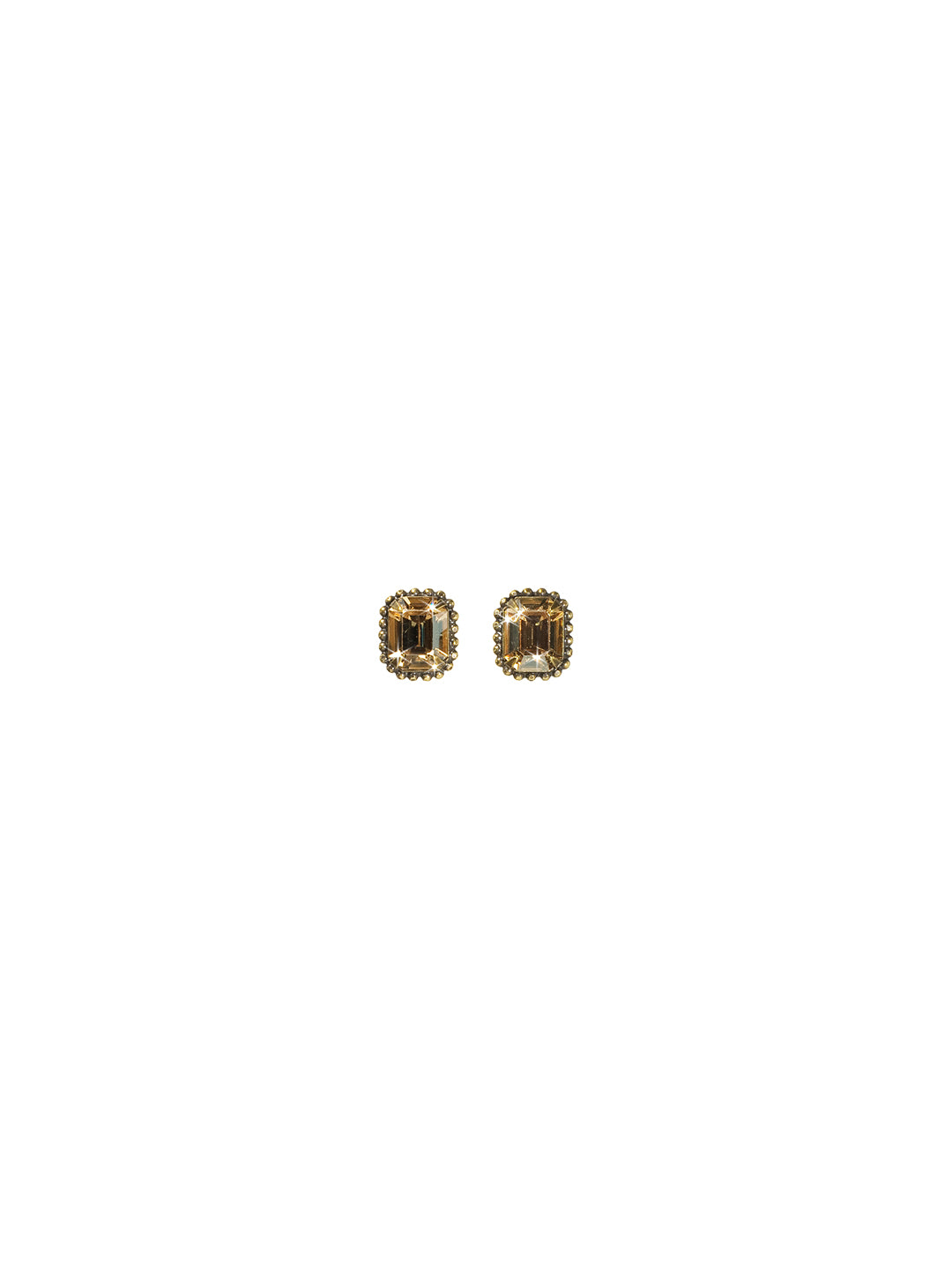 Octavia Scalloped Stud Earrings - EBW18AGRSU - <p>Savvy and sophisticated, these emerald cut crystal solitaire earrings are finished with a vintage-inspired decorative edged border for a simply stunning look. From Sorrelli's Raw Sugar collection in our Antique Gold-tone finish.</p>