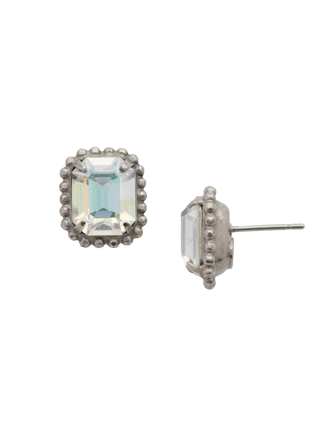 Octavia Scalloped Stud Earrings - EBW18ASWBR - <p>Savvy and sophisticated, these emerald cut crystal solitaire earrings are finished with a vintage-inspired decorative edged border for a simply stunning look. From Sorrelli's White Bridal collection in our Antique Silver-tone finish.</p>
