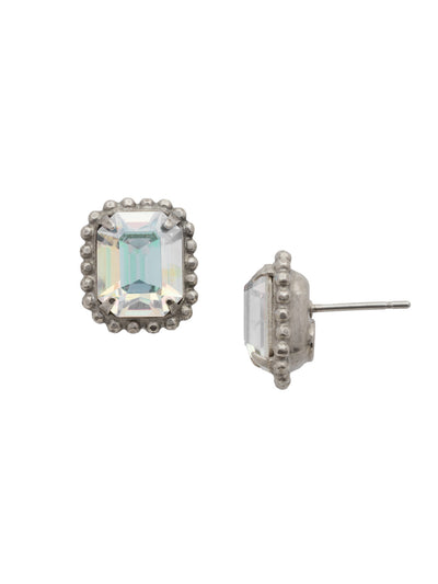 Octavia Scalloped Stud Earrings - EBW18ASWBR - <p>Savvy and sophisticated, these emerald cut crystal solitaire earrings are finished with a vintage-inspired decorative edged border for a simply stunning look. From Sorrelli's White Bridal collection in our Antique Silver-tone finish.</p>