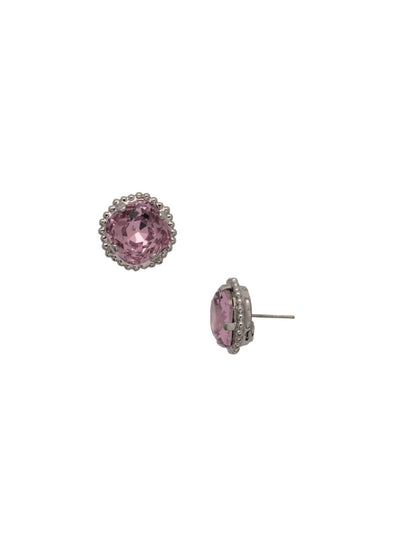 Cushion-Cut Solitaire Stud Earrings - EBX10PDPPN - <p>All around allure; the Cushion-Cut Solitaire Stud Earring features a rounded-edge, cushion cut stone that is encircled by a vintage inspired decorative, edged border. A post backing ensures comfortable, everyday wear. From Sorrelli's Pink Pineapple collection in our Palladium finish.</p>