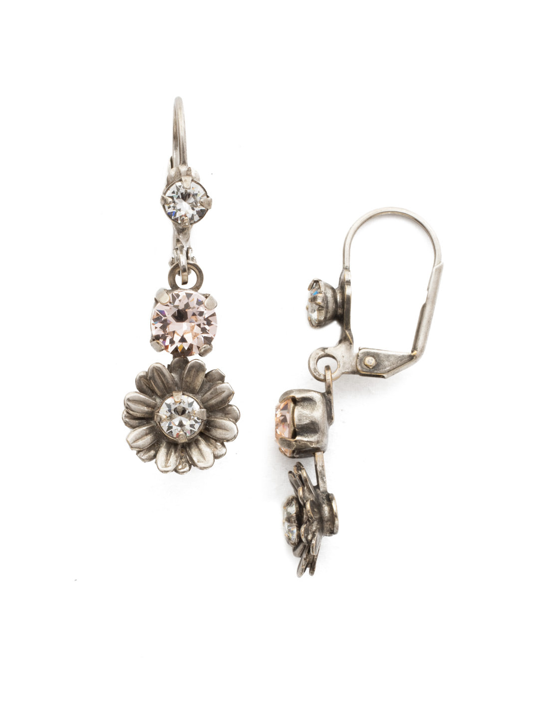 Daisy Dangle Earrings - ECB62ASSNB - <p>From Sorrelli's Snow Bunny collection in our Antique Silver-tone finish.</p>