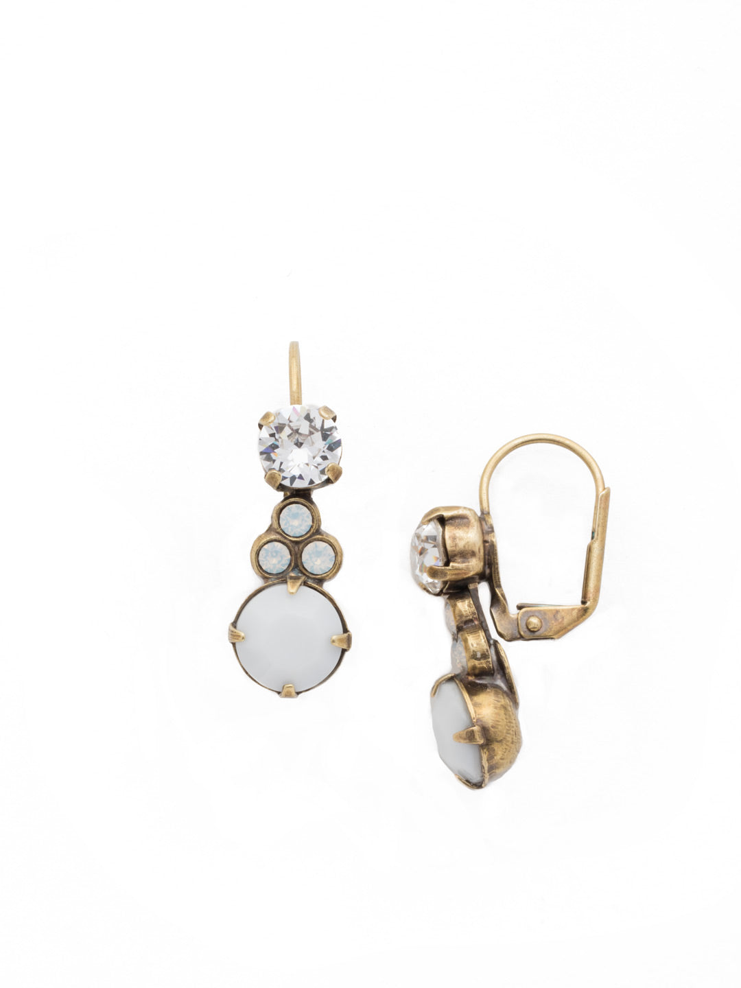 Clustered Circular Crystal Drop Dangle Earrings - ECJ14AGPLU - <p>A cluster of round crystals sit between two larger gemstones in these delicate french wire earrings. From Sorrelli's Pearl Luster collection in our Antique Gold-tone finish.</p>