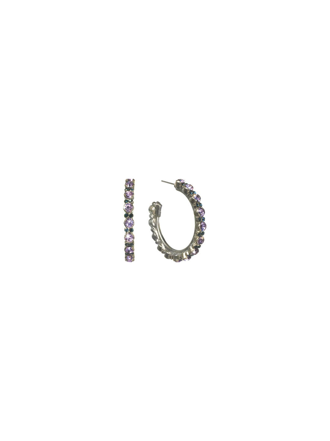 Stone-Studded Hoop Earring - ECL2ASHY - Layer this piece for a dramatic look or wear it on its own for a more casual, yet chic, styling. Discover something you love about it each time you put it on. From Sorrelli's Hydrangea collection in our Antique Silver-tone finish.