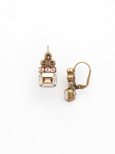 Round Crystal Pyramid and Octagon French Wire Earring - ECW9AGNT - A sparkling pyramid of round crystals adorn this french wire earring with a horizontal octagon beneath. It's that modern spin on a classic you've been looking for!