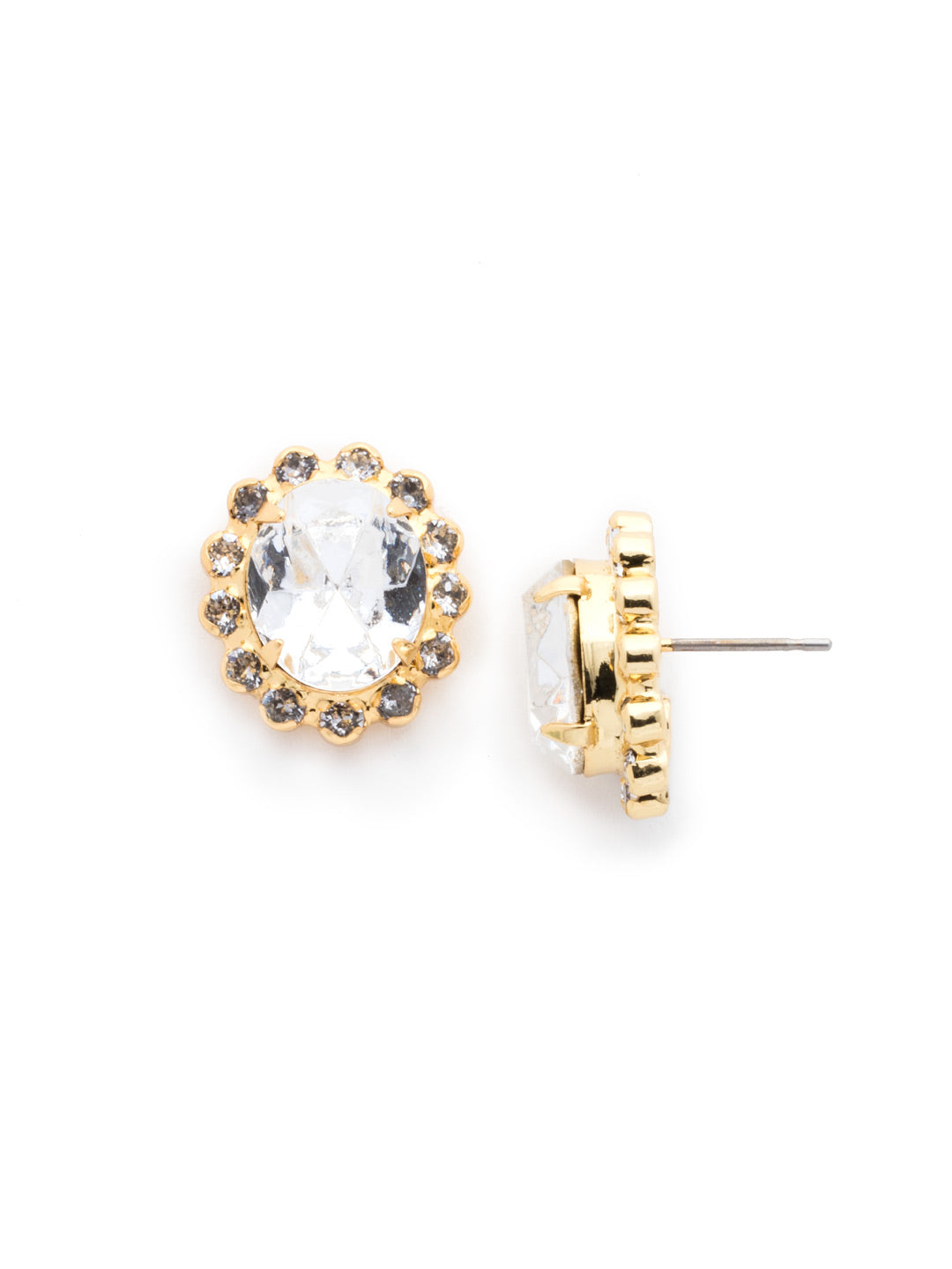 Graycen Round Stud Earring - ECY5BGCRY - <p>The Graycen Round Stud Earrings feature a round halo cut crystal on a post. From Sorrelli's Crystal collection in our Bright Gold-tone finish.</p>