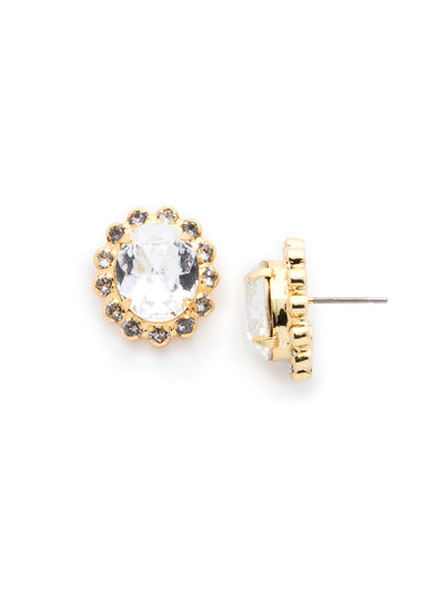 Graycen Round Stud Earring - ECY5BGCRY - <p>The Graycen Round Stud Earrings feature a round halo cut crystal on a post. From Sorrelli's Crystal collection in our Bright Gold-tone finish.</p>