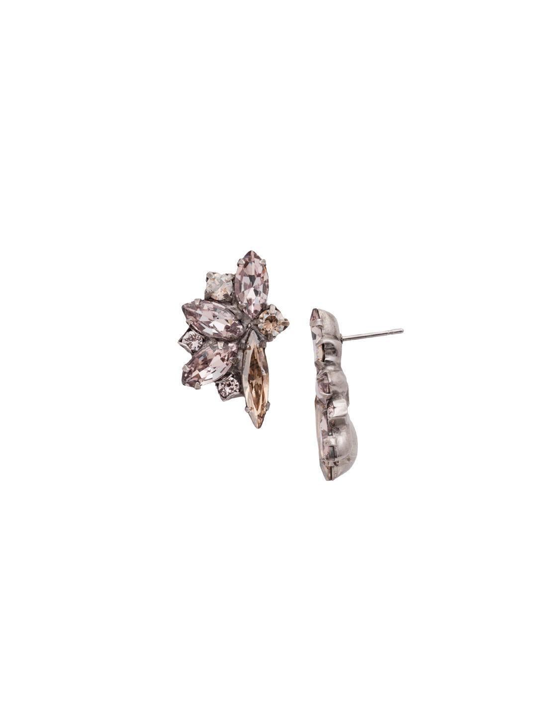 Fanned Vavette Stud Earrings - ECZ21ASSBL - <p>Looking sharp! This post earring features a series of pointed navette crystals fanned out from a central round crystal. From Sorrelli's Satin Blush collection in our Antique Silver-tone finish.</p>