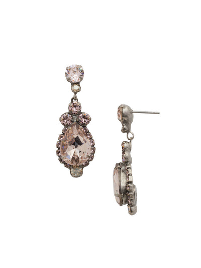 Central Teardrop Dangle Earrings - EDA55ASSBL - <p>Drops of dazzle! A teardrop shaped crystal surrounded by rhinestones dangle from a round crystal post. From Sorrelli's Satin Blush collection in our Antique Silver-tone finish.</p>