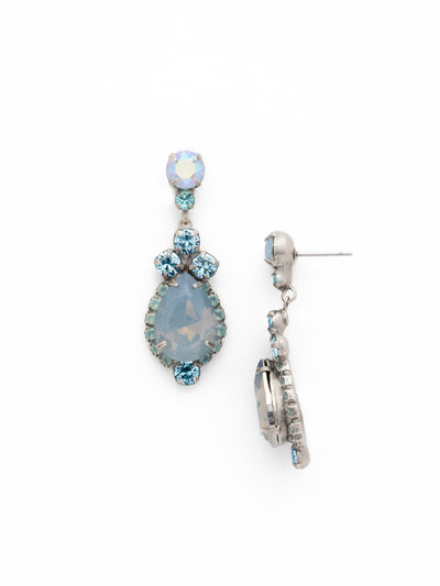 Central Teardrop Dangle Earrings - EDA55ASTT - <p>Drops of dazzle! A teardrop shaped crystal surrounded by rhinestones dangle from a round crystal post. From Sorrelli's Teal Textile collection in our Antique Silver-tone finish.</p>