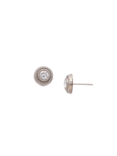 Macrame Stud Earrings - EDH3ASCRY - <p>Our Macrame Post Earring features a round crystal set in engraved pave for a unique design. The perfect touch of sparkle for any occasion! From Sorrelli's Crystal collection in our Antique Silver-tone finish.</p>