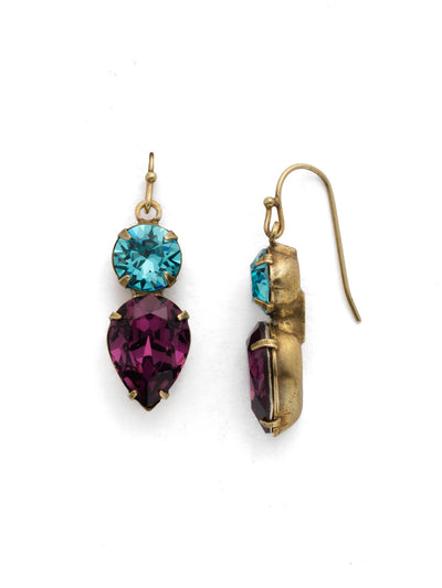 Brilliant Teardrop Dangle Earrings - EDH62AGJT - A brilliant teardrop crystal hanging from a round crystal post make these earrings perfect for any occasion From Sorrelli's Jewel Tone collection in our Antique Gold-tone finish.