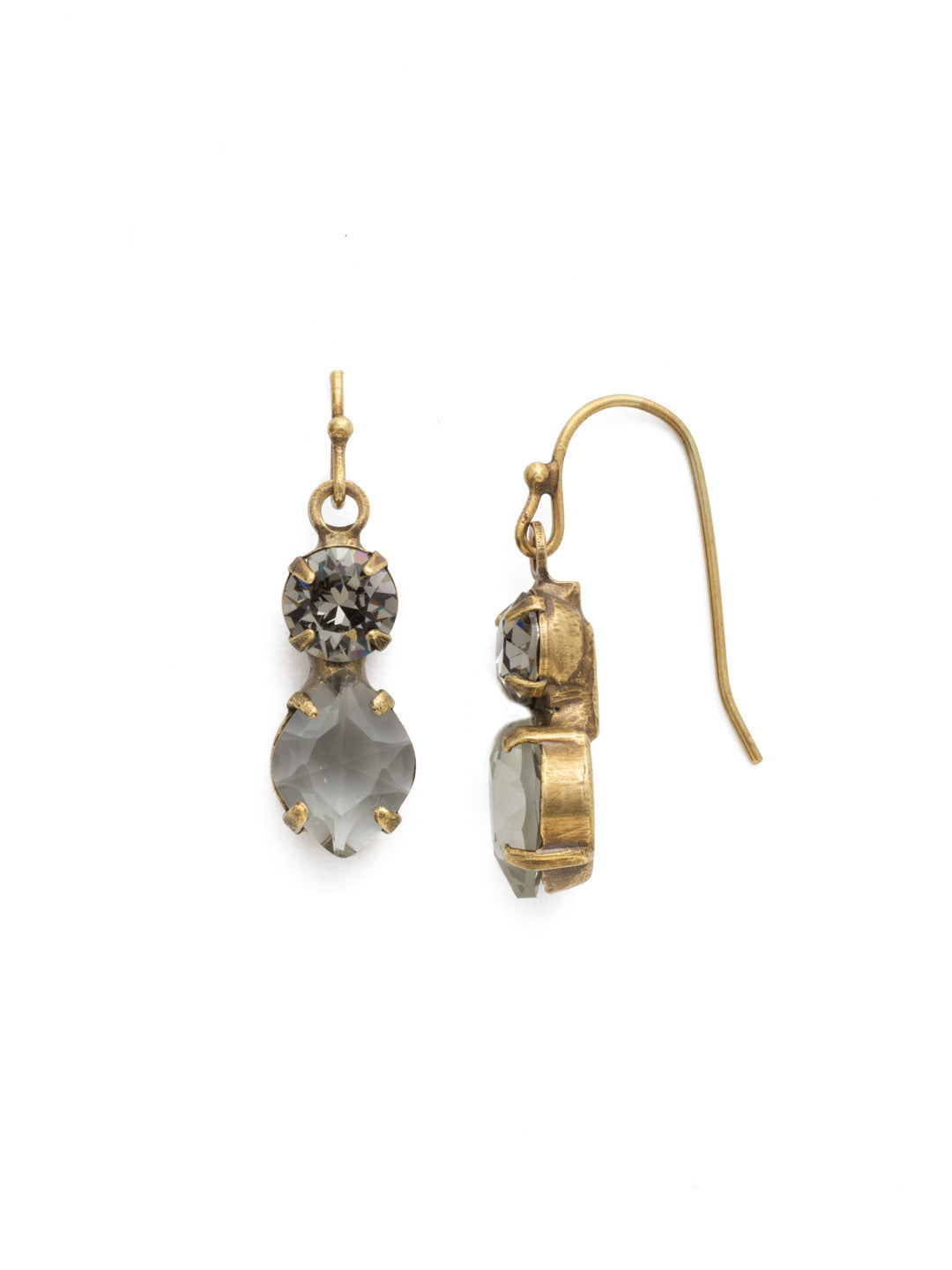 Majestic Marquise Dangle Earrings - EDH74AGBD - <p>A brilliant marquise crystal sits below a classic round, creating an elegant &amp; timeless silhouette. From Sorrelli's Black Diamond collection in our Antique Gold-tone finish.</p>