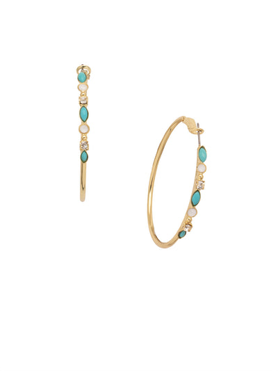 Mixed Media Hoop Earrings - EDK40BGSTO - <p>Hoop earrings with a line of assorted crystals and semi-precious stones that will add the perfect hint of sparkle to your look. From Sorrelli's Santorini collection in our Bright Gold-tone finish.</p>