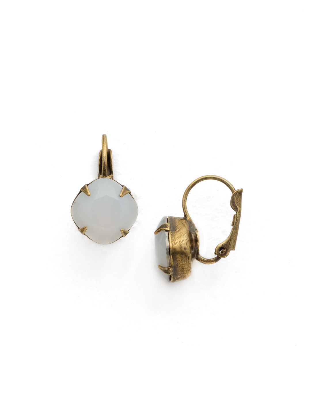 Cushion-Cut Dangle Earrings - EDL12AGWO - <p>A simple, yet stunning earring featuring a cushion cut crystal that will never go out of style. From Sorrelli's White Opal collection in our Antique Gold-tone finish.</p>