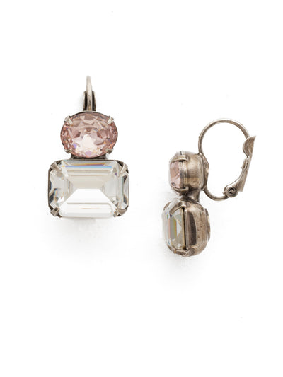 Oval & Under Earring - EDM43ASCRR - <p>An oval crystal rests atop an elongated octagon in this chic, timeless style. From Sorrelli's Crystal Rose collection in our Antique Silver-tone finish.</p>